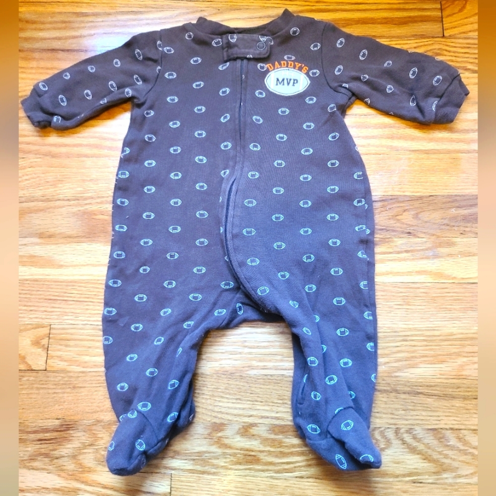 10 for $16 - Carter's Infant Boys 3m Brown "Daddy's MVP" Football Zipper Sleeper